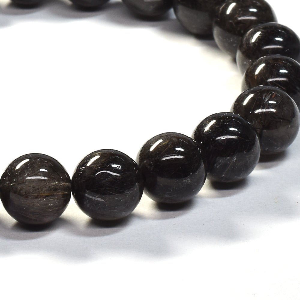 [鑑別付]ブラックルチルクォーツ ブレスレット 8.5mm #SB183