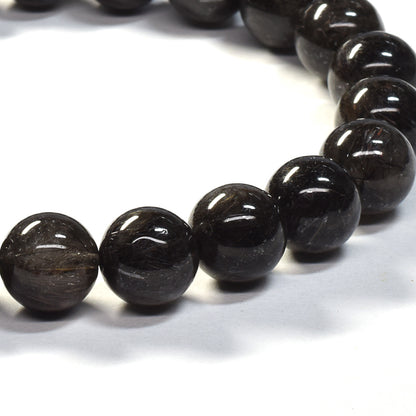 [鑑別付]ブラックルチルクォーツ ブレスレット 8.5mm #SB183