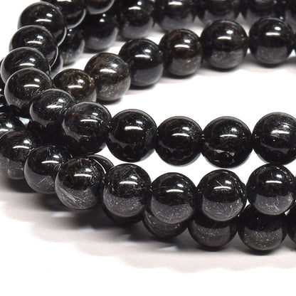 [鑑別付]ブラックルチルクォーツ 三連ブレスレット 6.5mm #SB185