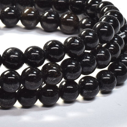 [鑑別付]ブラックルチルクォーツ 三連ブレスレット 6.5mm #SB185