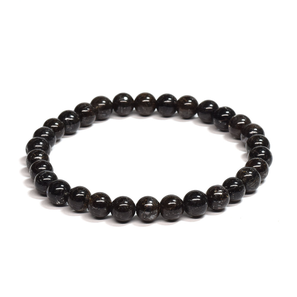 [鑑別付]ブラックルチルクォーツ ブレスレット 6.5mm #SB186