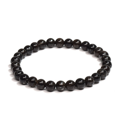 [鑑別付]ブラックルチルクォーツ ブレスレット 6.5mm #SB186
