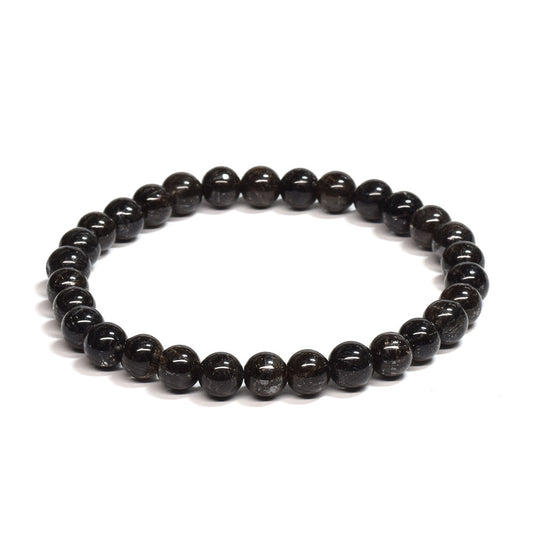 [鑑別付]ブラックルチルクォーツ ブレスレット 6.5mm #SB186