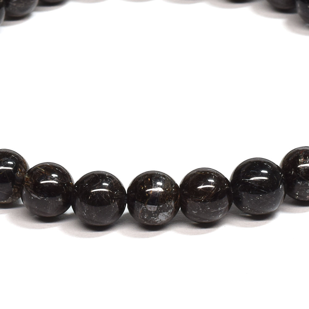 [鑑別付]ブラックルチルクォーツ ブレスレット 6.5mm #SB186