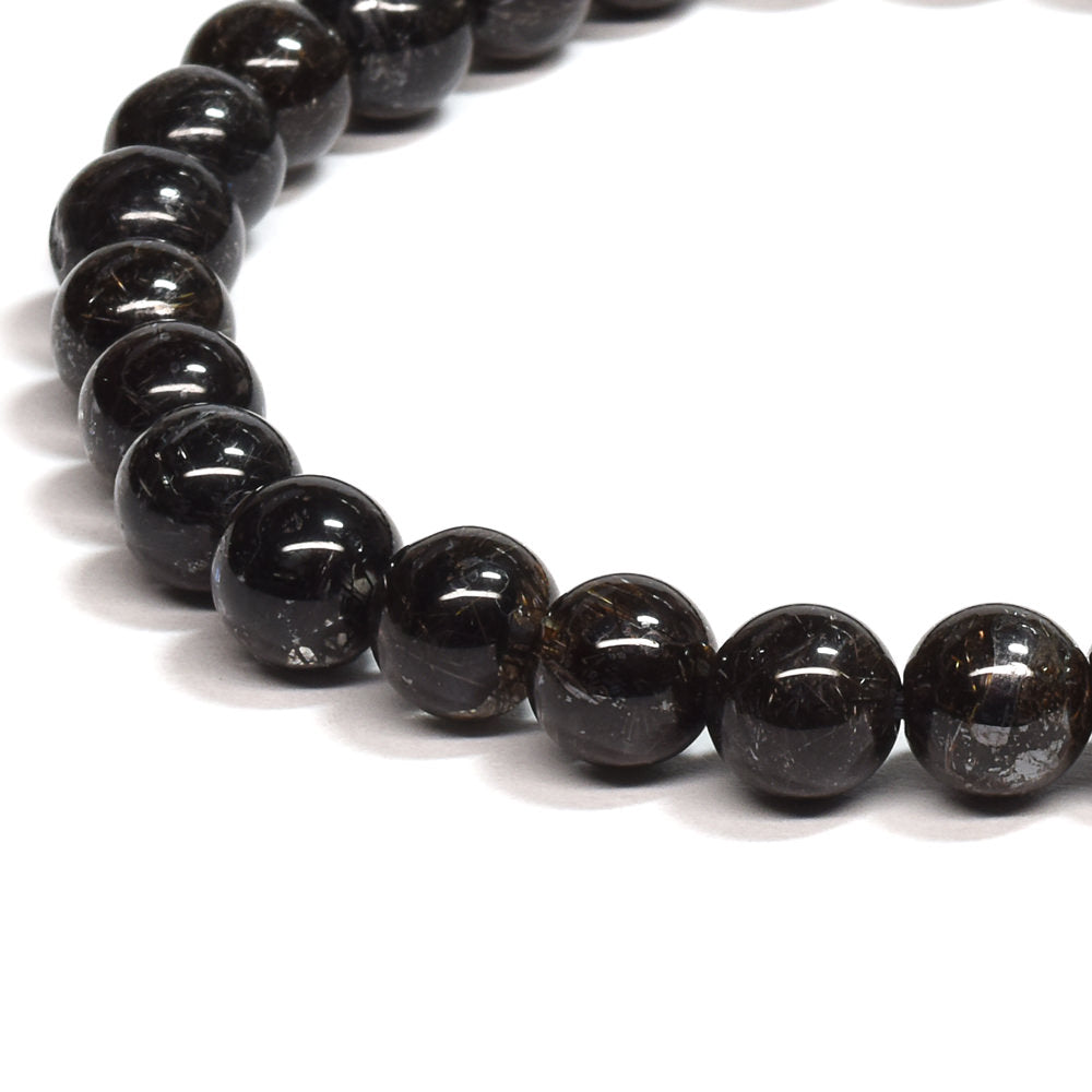 [鑑別付]ブラックルチルクォーツ ブレスレット 6.5mm #SB186