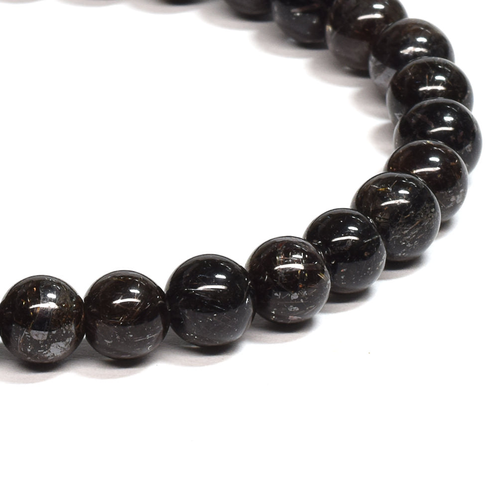 [鑑別付]ブラックルチルクォーツ ブレスレット 6.5mm #SB186