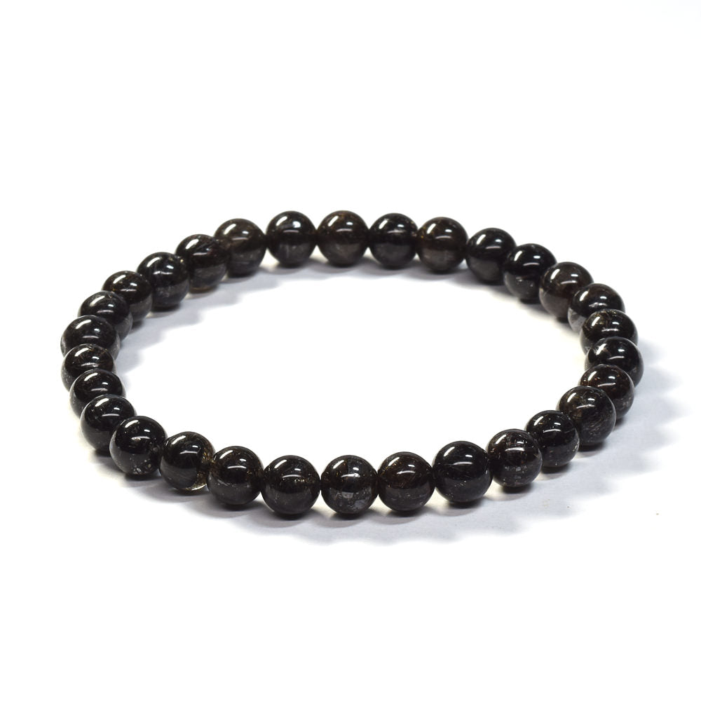 [鑑別付]ブラックルチルクォーツ ブレスレット 6.5mm #SB186
