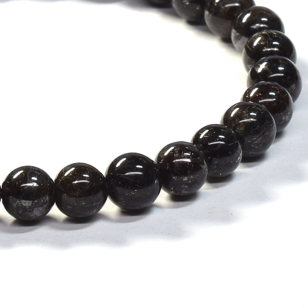 [鑑別付]ブラックルチルクォーツ ブレスレット 6.5mm #SB186