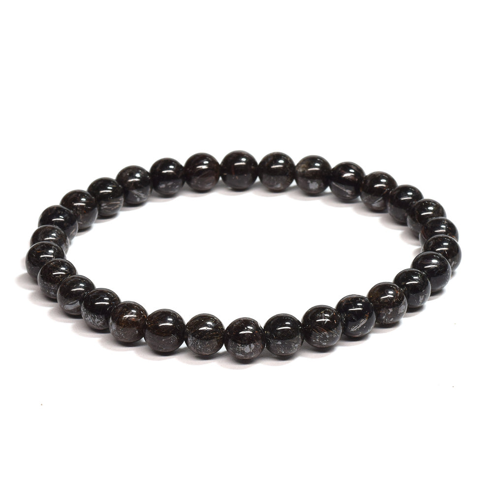 [鑑別付]ブラックルチルクォーツ ブレスレット 6.5mm #SB197