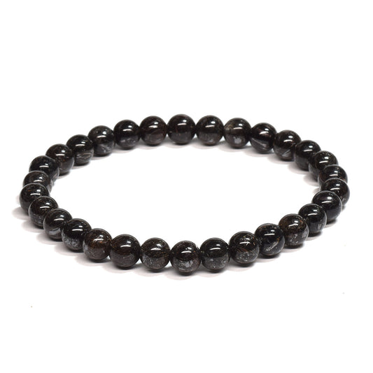 [鑑別付]ブラックルチルクォーツ ブレスレット 6.5mm #SB197