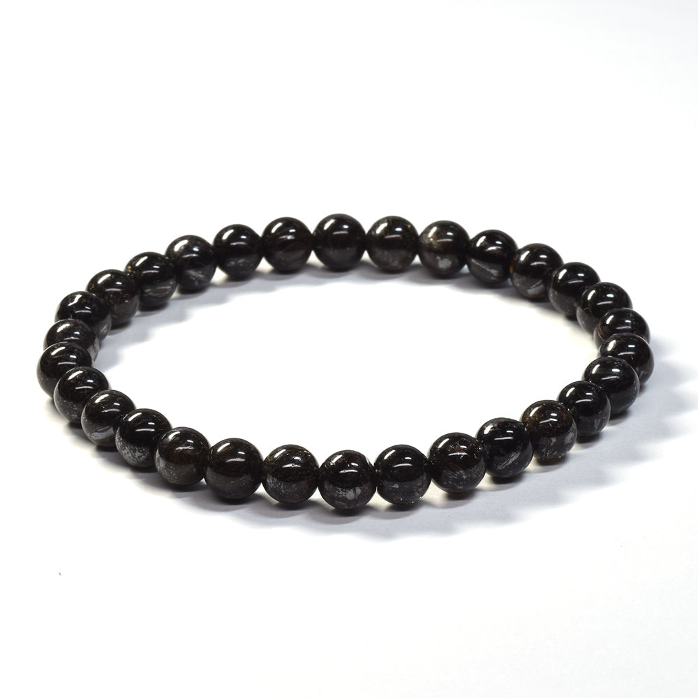 [鑑別付]ブラックルチルクォーツ ブレスレット 6.5mm #SB197
