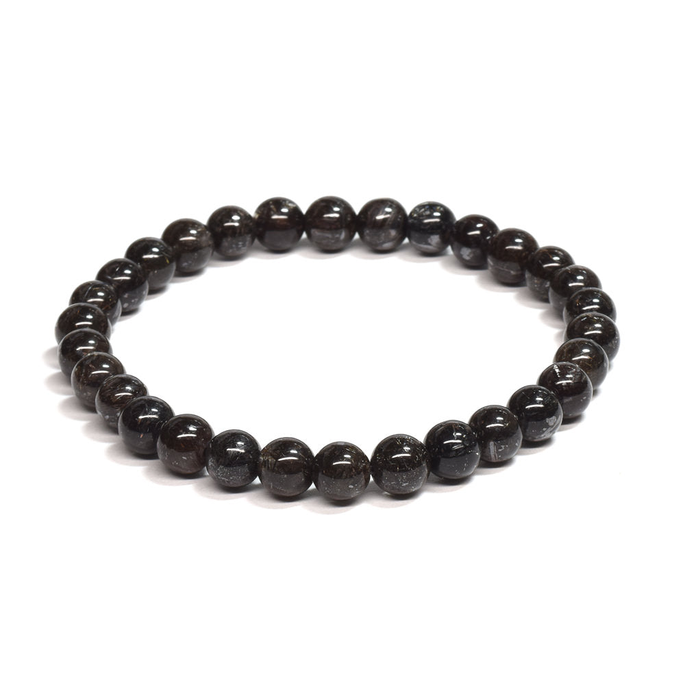 [鑑別付]ブラックルチルクォーツ ブレスレット 6.5mm #SB198
