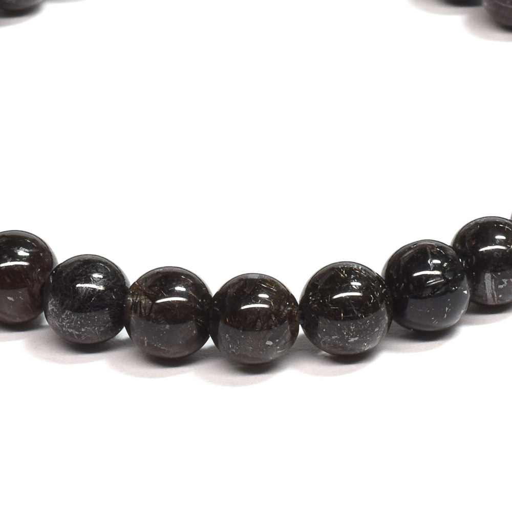 [鑑別付]ブラックルチルクォーツ ブレスレット 6.5mm #SB198