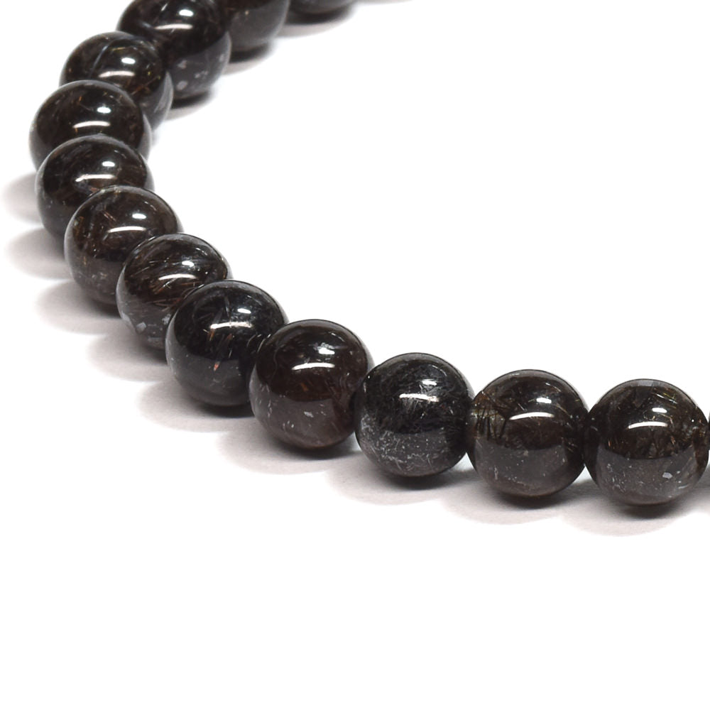 [鑑別付]ブラックルチルクォーツ ブレスレット 6.5mm #SB198