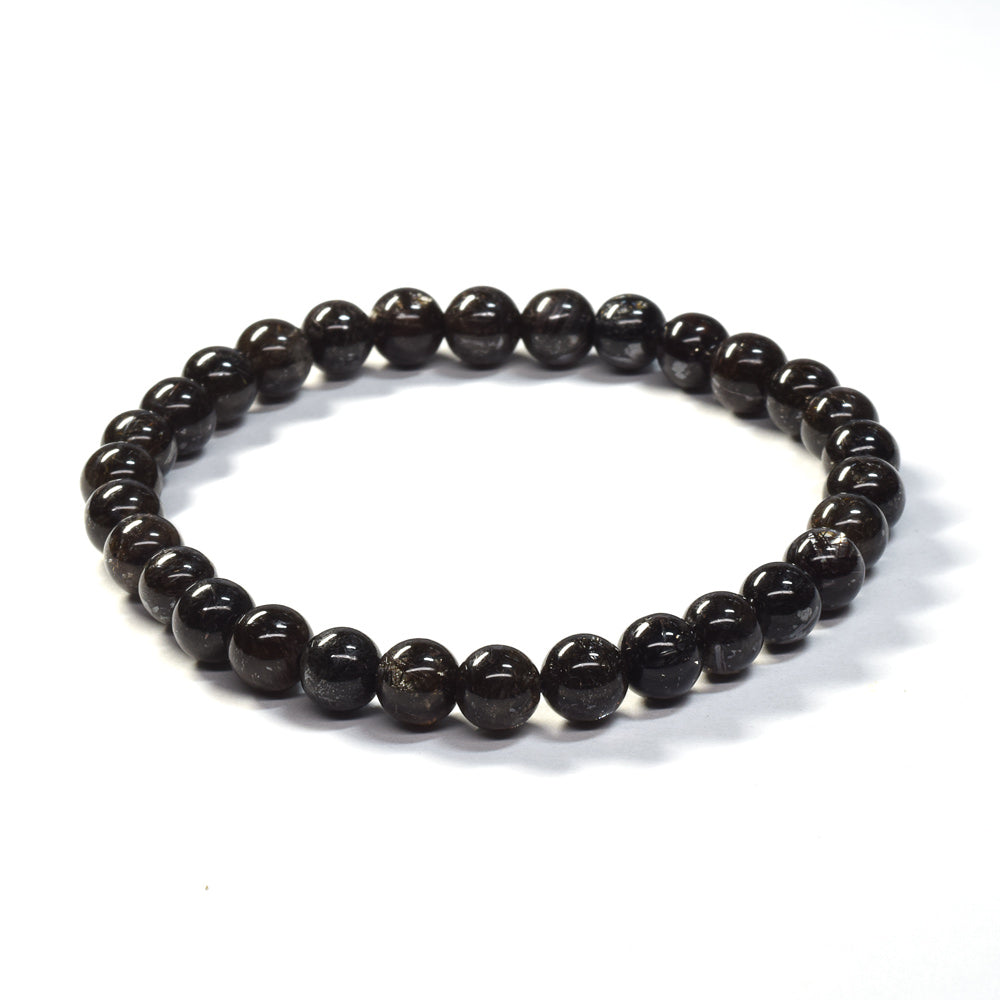 [鑑別付]ブラックルチルクォーツ ブレスレット 6.5mm #SB198