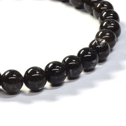 [鑑別付]ブラックルチルクォーツ ブレスレット 6.5mm #SB198