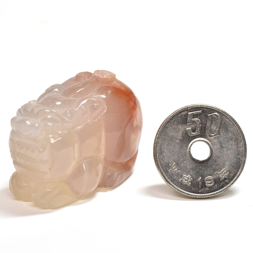 サクラアゲート 貔貅  彫刻置物 36.5x22x23.3mm #SD048