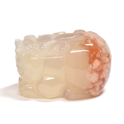 サクラアゲート 貔貅  彫刻置物 36.5x22x23.3mm #SD048