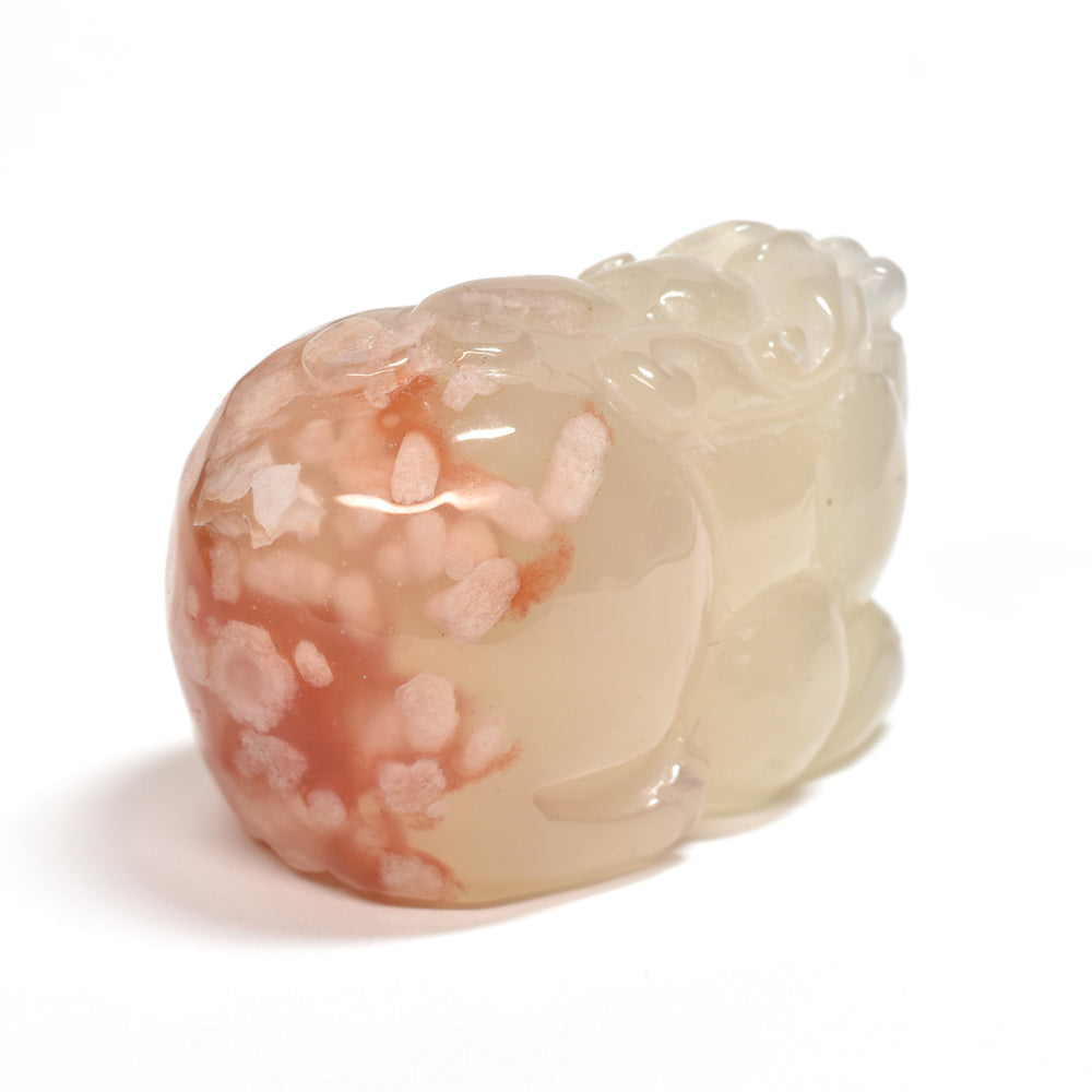 サクラアゲート 貔貅  彫刻置物 36.5x22x23.3mm #SD048