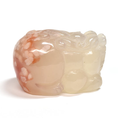 サクラアゲート 貔貅  彫刻置物 36.5x22x23.3mm #SD048