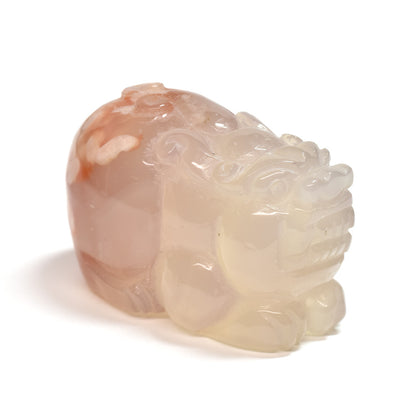 サクラアゲート 貔貅  彫刻置物 36.5x22x23.3mm #SD048