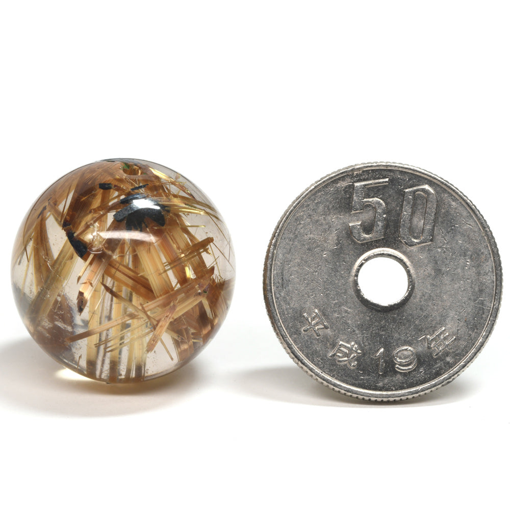 放射タイチンルチルクォーツ ビーズ 19.7mm #SD065