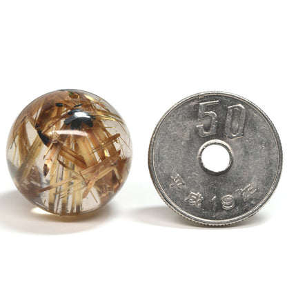 放射タイチンルチルクォーツ ビーズ 19.7mm #SD065