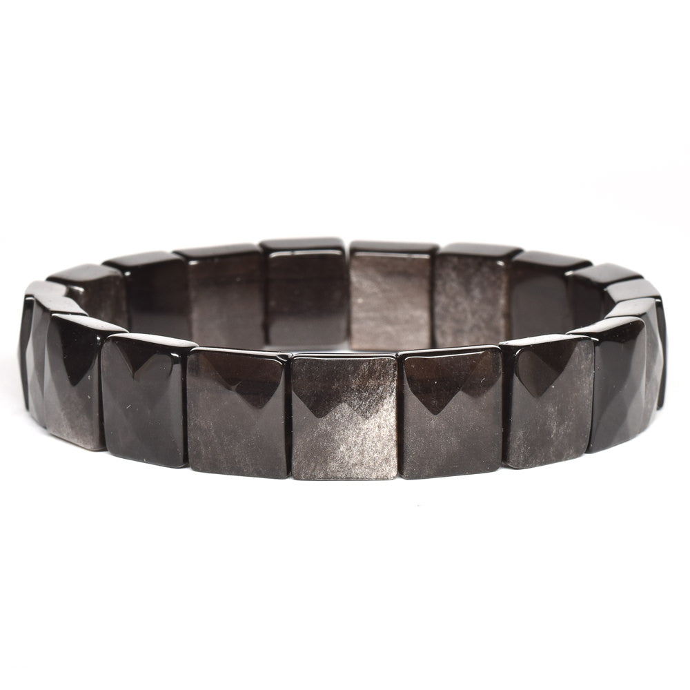 シルバーオブシディアン バングル 12x10mm #SE014 - premium stone gallery
