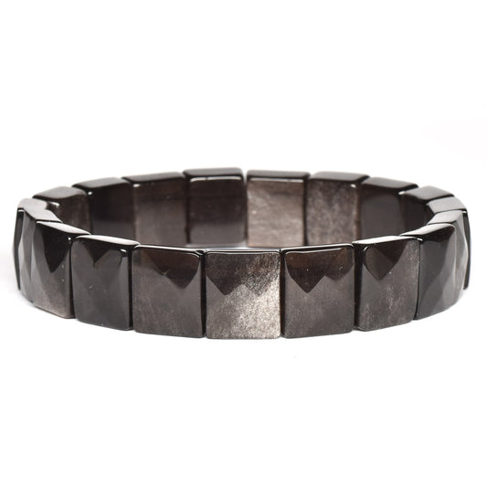 シルバーオブシディアン バングル 12x10mm #SE014 - premium stone gallery
