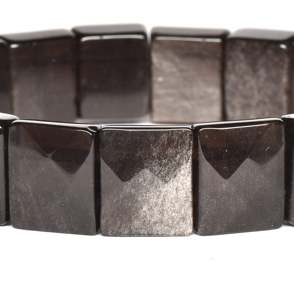 シルバーオブシディアン バングル 12x10mm #SE015 - premium stone gallery