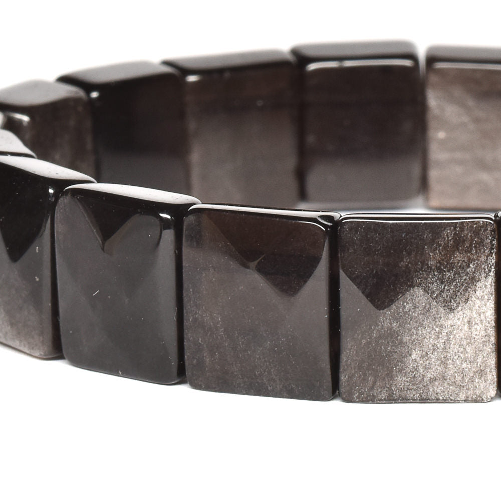 シルバーオブシディアン バングル 12x10mm #SE014 - premium stone gallery