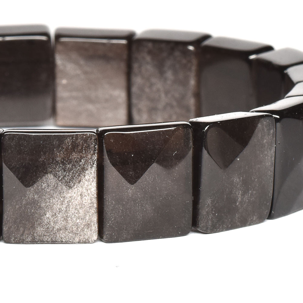 シルバーオブシディアン バングル 12x10mm #SE015 - premium stone gallery