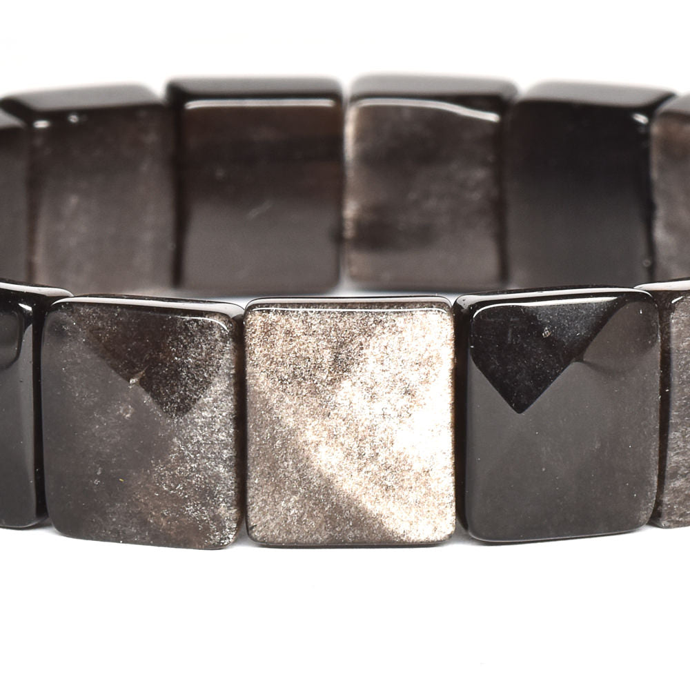 シルバーオブシディアン バングル 12x10mm #SE015 - premium stone gallery