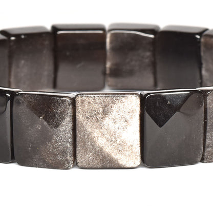 シルバーオブシディアン バングル 12x10mm #SE015 - premium stone gallery
