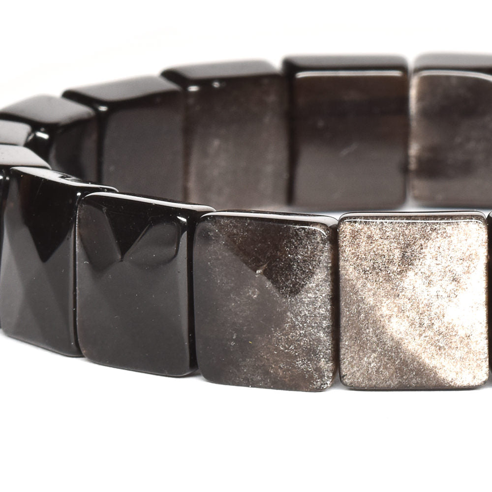 シルバーオブシディアン バングル 12x10mm #SE015 - premium stone gallery