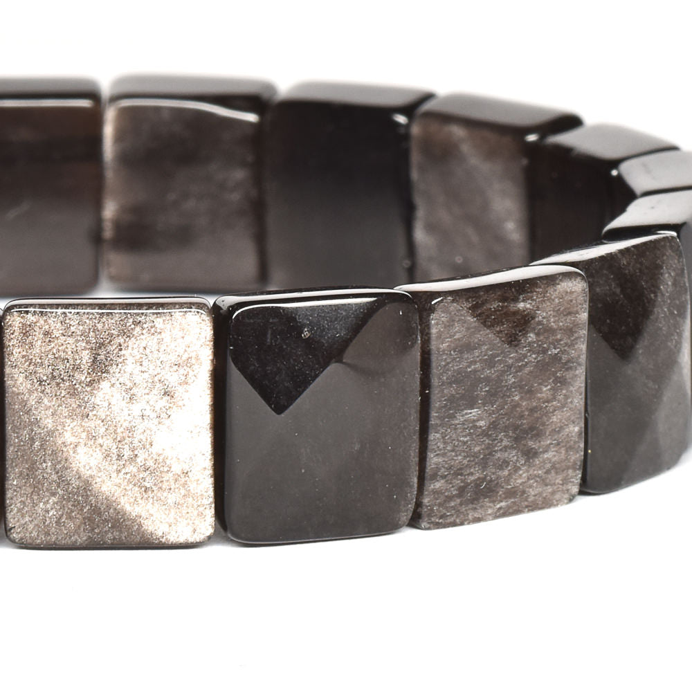 シルバーオブシディアン バングル 12x10mm #SE015 - premium stone gallery