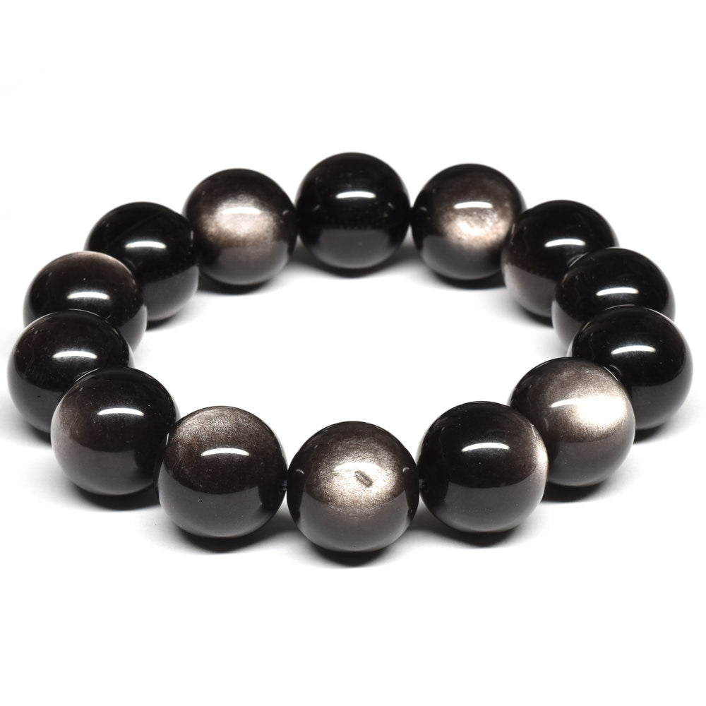 シルバーオブシディアン ブレスレット 16mm #SE016 - premium stone gallery