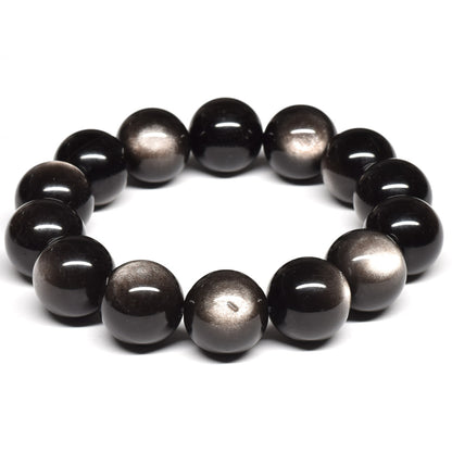 シルバーオブシディアン ブレスレット 16mm #SE016 - premium stone gallery