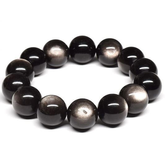シルバーオブシディアン ブレスレット 16mm #SE016 - premium stone gallery