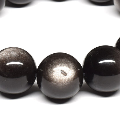 シルバーオブシディアン ブレスレット 16mm #SE016 - premium stone gallery