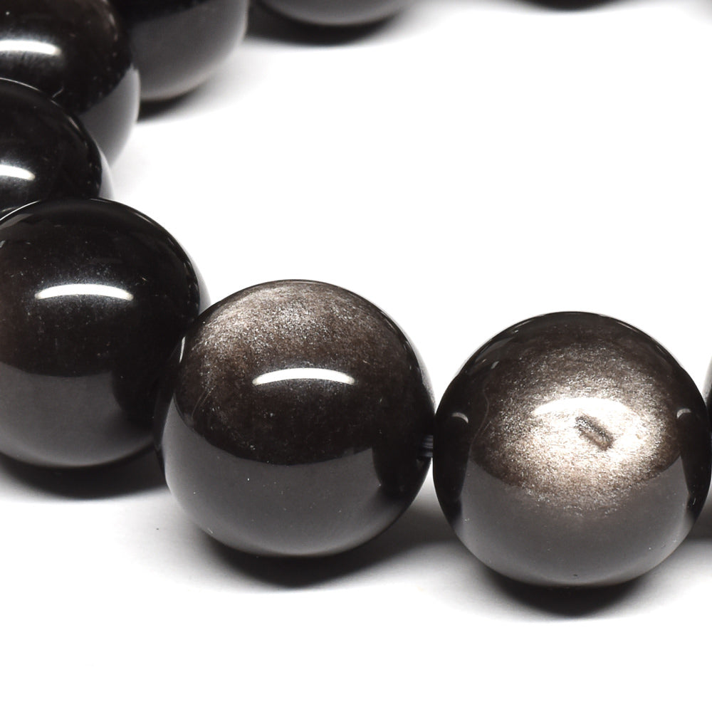 シルバーオブシディアン ブレスレット 16mm #SE016 - premium stone gallery