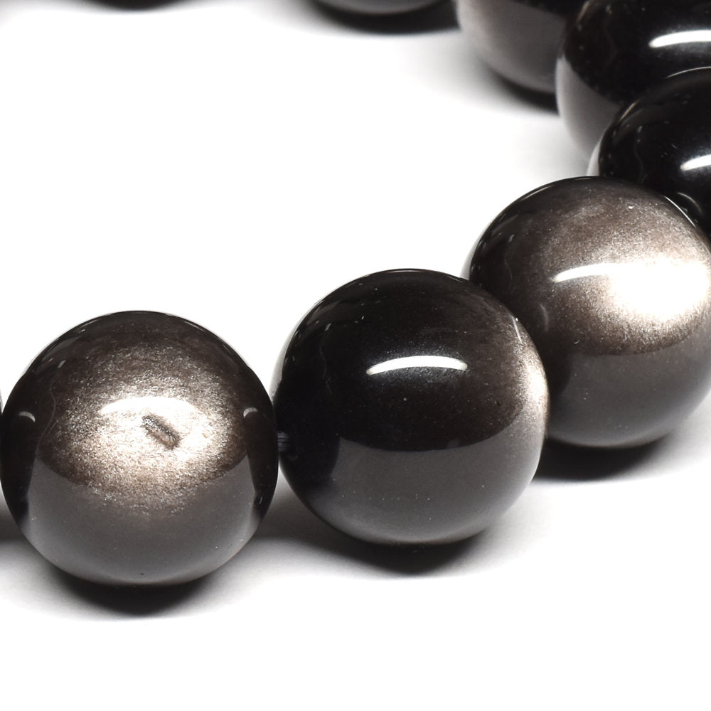 シルバーオブシディアン ブレスレット 16mm #SE016 - premium stone gallery