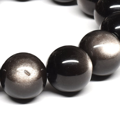 シルバーオブシディアン ブレスレット 16mm #SE016 - premium stone gallery