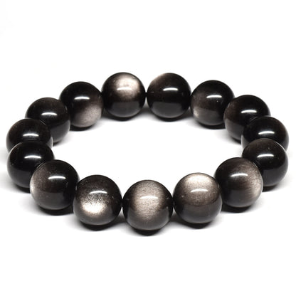 シルバーオブシディアン ブレスレット 14mm #SE017 - premium stone gallery
