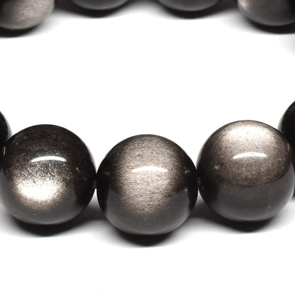 シルバーオブシディアン ブレスレット 14mm #SE017 - premium stone gallery