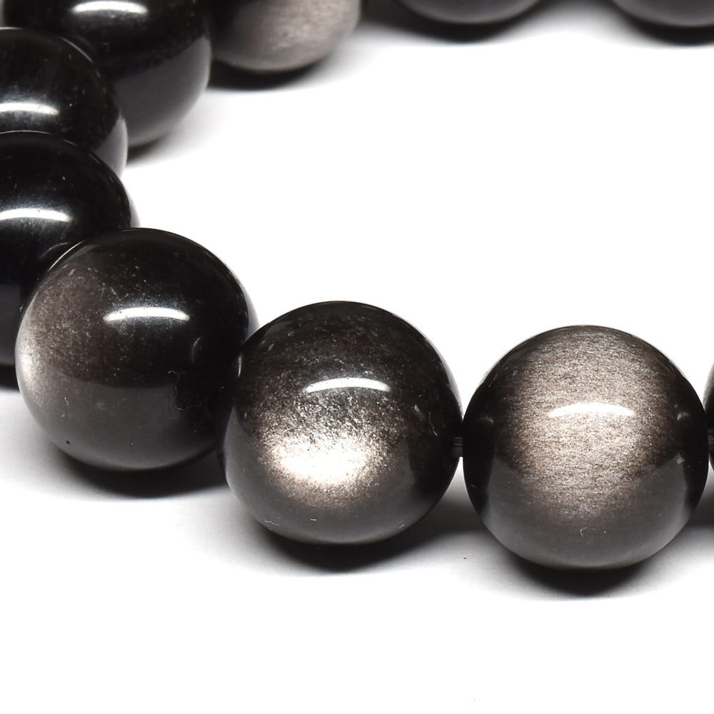 シルバーオブシディアン ブレスレット 14mm #SE017 - premium stone gallery