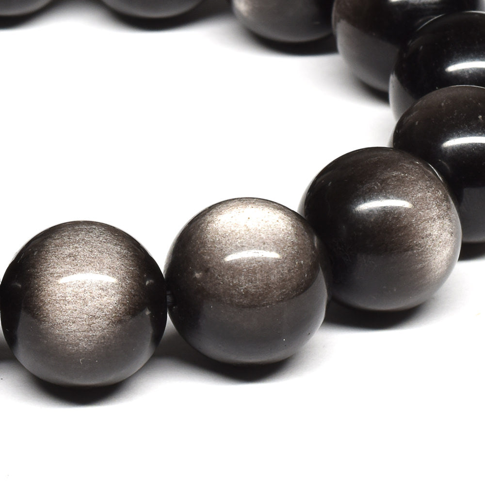 シルバーオブシディアン ブレスレット 14mm #SE017 - premium stone gallery