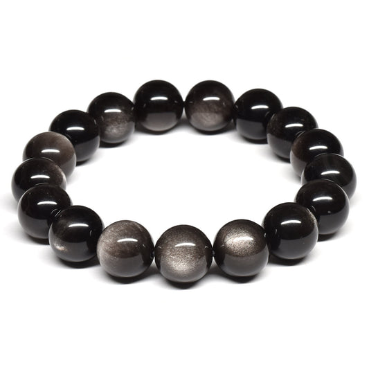 シルバーオブシディアン ブレスレット 12.5mm #SE019 - premium stone gallery