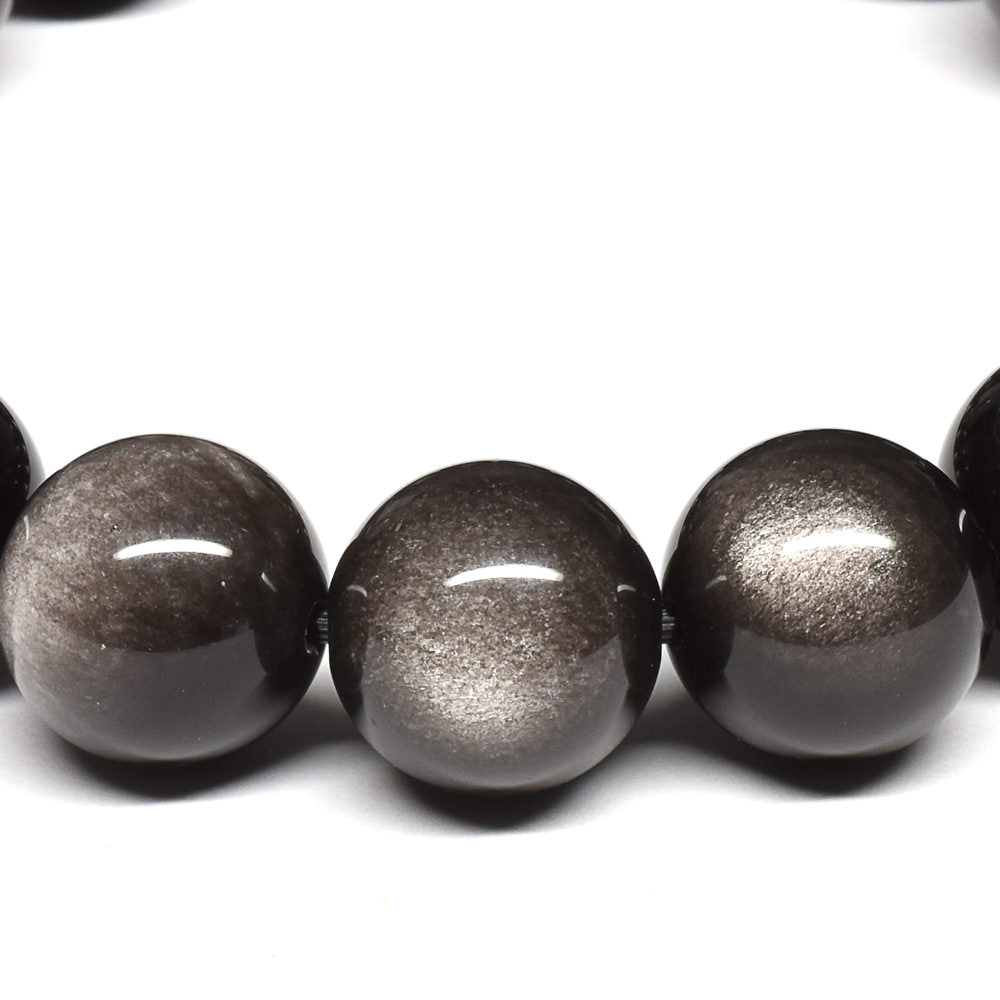 シルバーオブシディアン ブレスレット 12.5mm #SE019 - premium stone gallery