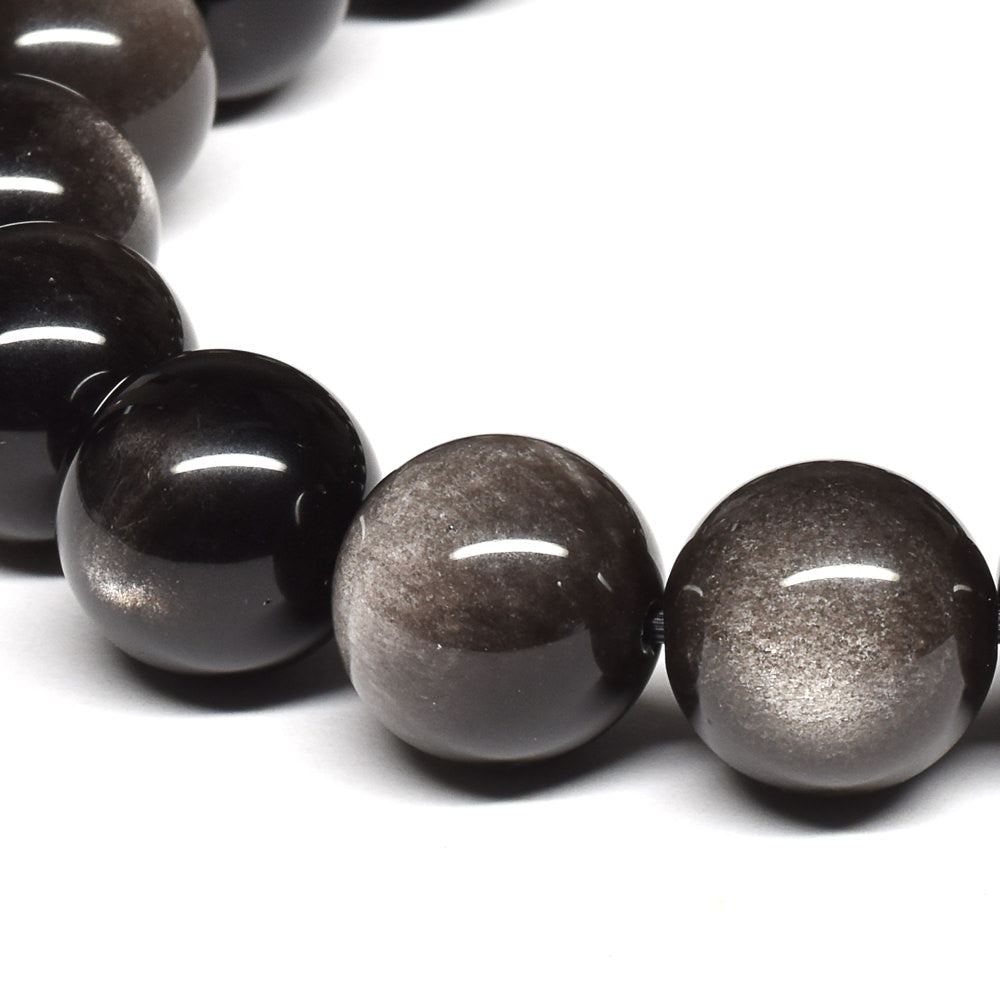 シルバーオブシディアン ブレスレット 12.5mm #SE019 - premium stone gallery